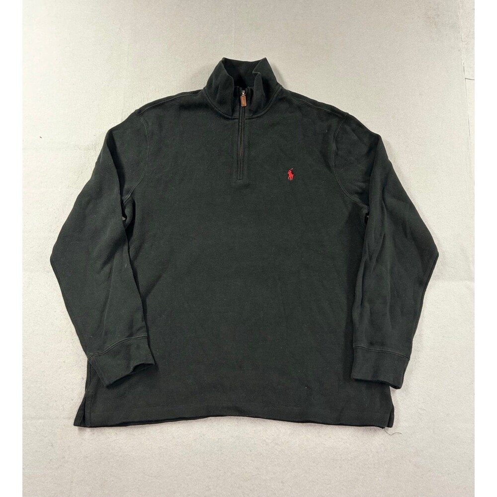 Polo Ralph Lauren Black 1/4 Zip Sweatshirt Men's XL Pony
